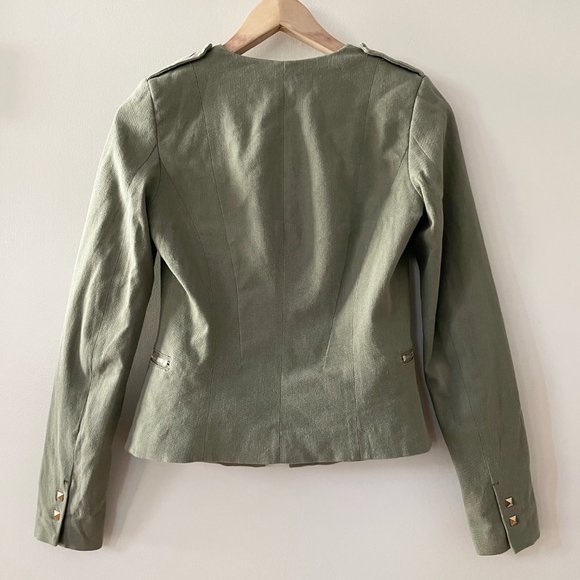 H&M Soft Olive Green Structured Blazer Sz 2 XS - Picture 2 of 8